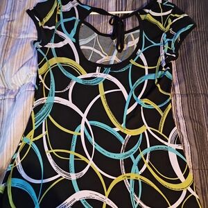 Women's Circle Patterned Blouse - Black, Blue, Green